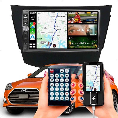 Kit Multimidia 2 Din Dvd Mp5 Botão 7p Veloster 11-16 Carplay