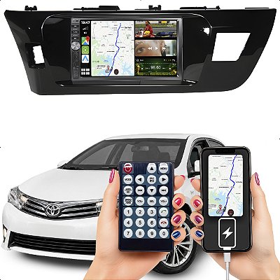 Kit Multimidia 2 Din Mp5 Dvd Botão 7p Corolla 15-17 Carplay