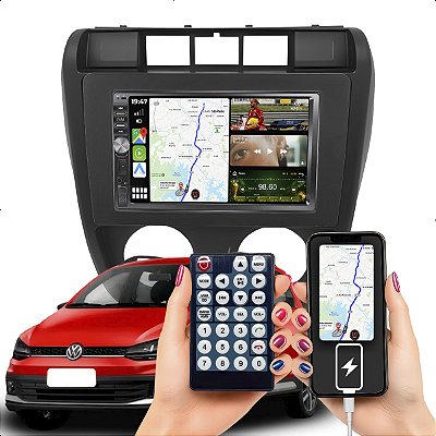 Kit Multimídia MP5 Botão 7pol Fox 2003-2009 Android Auto