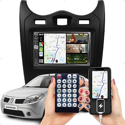 Kit Multimídia Dvd MP5 Botão 7p Sandero 12-14 Android Auto
