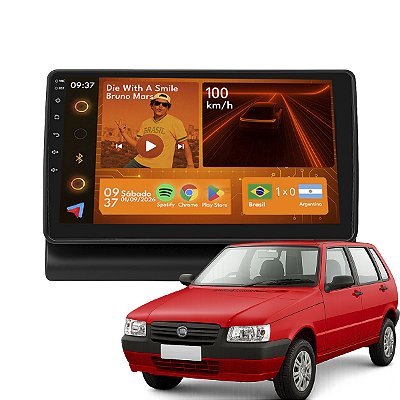 Kit Multimídia Android 2+64GB 9p Fiat Uno 1995 a 2013 Maps