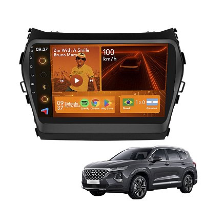 Kit Multimídia Android 2GB+64GB 9p Santa Fé 2014-2019 Gps