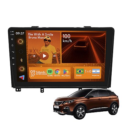 Kit Multimídia Android 2GB+64GB 9p Peugeot 3008 2011-2016 Bt