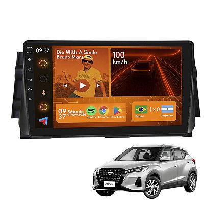 Kit Multimídia Android 2GB+64GB 9p Kicks 2016-2022 Maps GPS