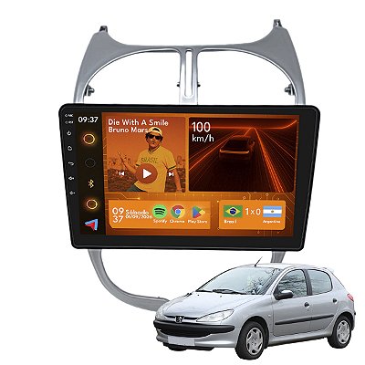Kit Multimídia Android 2GB+64GB 9p Peugeot 206 2000-2010 GPS