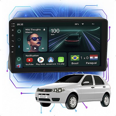 Kit Multimídia Android 9p Palio 2001-2013 4GB+64GB Bluetooth