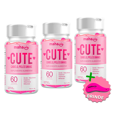 Kit com 3 Cute suplemento alimentar 60 Cápsulas 400mg 30gr