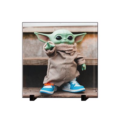 Azulejo Decorativo Personalizado Baby Yoda 20 x 20 cm