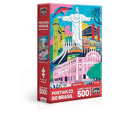 Quebra-cabeça nano peças postais do brasil monumentos