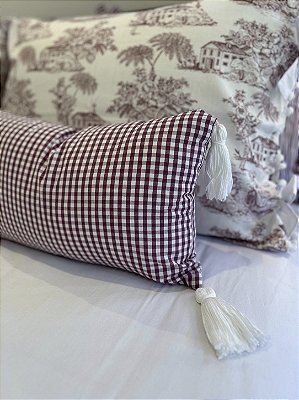 Almofadinha retangular em xadrez vichy com Tassel