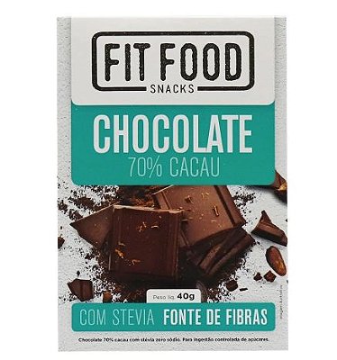 Chocolate 70% Com Stevia 40gr - Fit Food