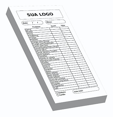 1000 UNID COMANDAS APERGAMINHADO 63G 100X210MM - IMPRESSÃO OFFSET 1X0