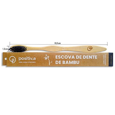 Escova de Dente de Bambu Adulto Preta - Positiv.a