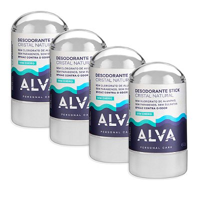 Desodorante Stick Mini Kristall Sensitive 60g Alva - 4 Unds. (FRETE GRÁTIS)