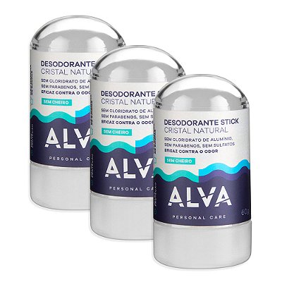 Desodorante Stick Mini Kristall Sensitive 60g Alva - 3 Unds. (FRETE GRÁTIS)