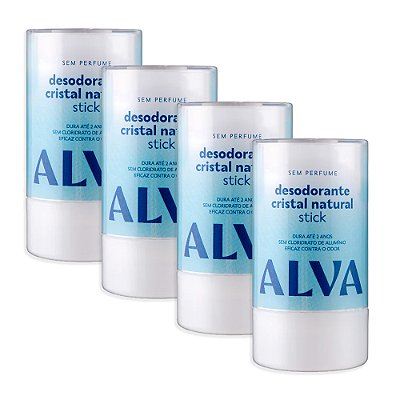 Desodorante Alva Cristal Stick Vegano 120g  - Combo 4 Und (FRETE GRÁTIS)