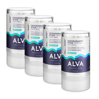 Desodorante Stick Kristall Sensitive 120g Alva - Combo 4 Und (FRETE GRÁTIS)