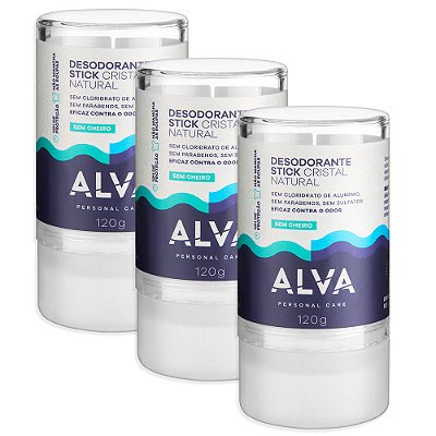 Desodorante Stick Kristall Sensitive 120g Alva - Combo 3 Und (FRETE GRÁTIS)