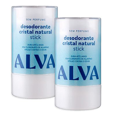 Desodorante Alva Cristal Stick Vegano 120g  - Combo 2 Und (FRETE GRÁTIS)