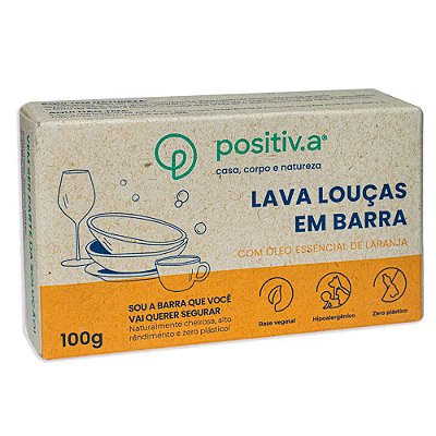 Sabão Natural Lava Louças Em Barra Laranja 100g - Positiv.a