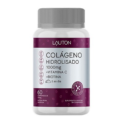 Colágeno Hidrolisado + Vit C e Biotina 1000mg 60 Comprimidos - Lauton