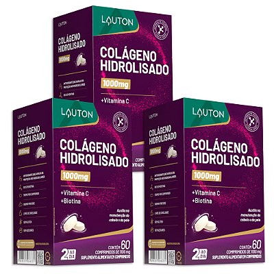 Colágeno Hidrolisado 1000mg 60 Comprimidos Lauton - 3 Unid.