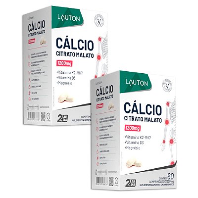 Cálcio Citrato Malato 1200mg 60 Comp. Lauton - 2 Unidades