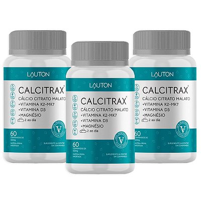 Calcitrax Cálcio Citrato Malato 60 Comp. Lauton - 3 Unidades (FRETE GRÁTIS)