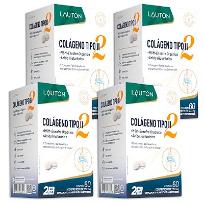 Colágeno Tipo II Moviflex 60 Comprimidos Lauton - 4 Unidades (FRETE GRÁTIS)