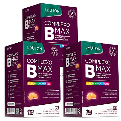 Complexo B Max 60 Cápsulas Lauton Nutrition - 3 Unidades (FRETE GRÁTIS)