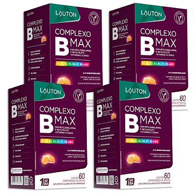 Complexo B Max 60 Cápsulas Lauton Nutrition - 4 Unidades (FRETE GRÁTIS)