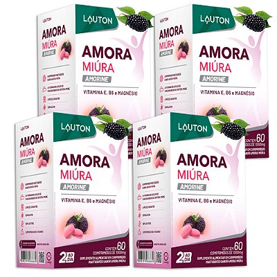 Amora Miúra Amorine 60 comprimidos mastigáveis Lauton - 4 Un. (FRETE GRÁTIS)