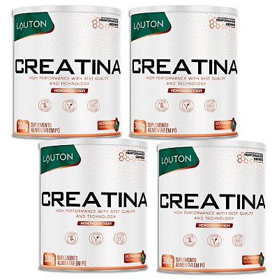 Creatina Monohidratada 300g Lauton 100% Pureza - 4 Unidades (FRETE GRÁTIS)