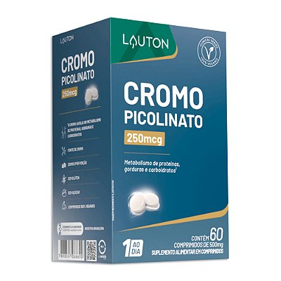 Cromo Picolinato 250mcg 60 Tabs Lauton - Metabolismo Ativo