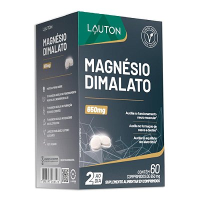 Magnésio Dimalato Lauton 60 Comp. - Vitalidade e Disposição