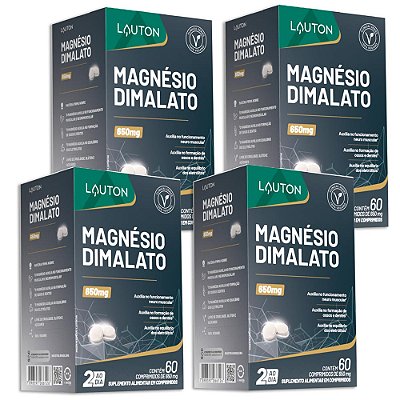 Magnésio Dimalato Lauton 60 Comprimidos - 4 Unidades (FRETE GRÁTIS)