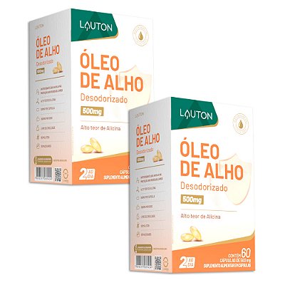 Óleo de Alho Desodorizado 500mg 60caps Lauton Nutrition - 2 Unidades