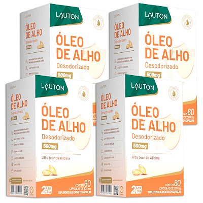 Óleo de Alho Desodorizado 500mg 60caps Lauton Nutrition - 4 Unidades
