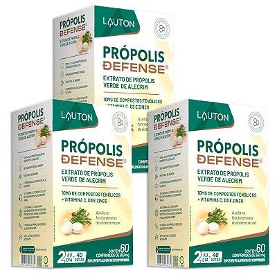 Própolis Defense Lauton Imunidade e Proteção 60 Comp - 3 Un. (FRETE GRÁTIS)