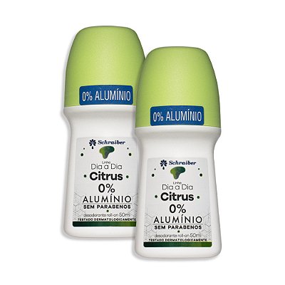 Desodorante RollOn Citrus Schraiber 60ml – 2 Unidades | Sem Alumínio e Parabenos