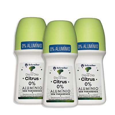 Desodorante RollOn Citrus Schraiber 60ml – 3 Unidades | Sem Alumínio e Parabenos