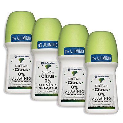 Desodorante RollOn Citrus Schraiber 60ml – 4 Unidades | Sem Alumínio e Parabenos (FRETE GRÁTIS)