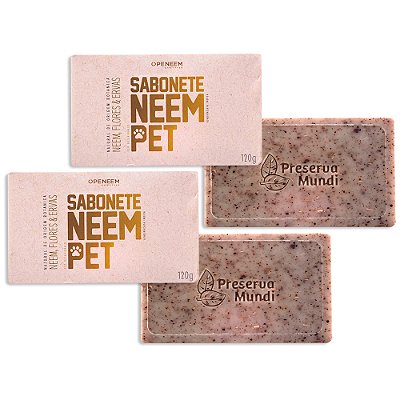 Sabonete Neem Pet 120gr Para Cães e Gatos Openeem - 2 Unid.
