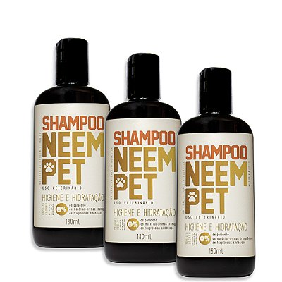 Shampoo Neem Pet 180ml para Cães e Gatos Openeem - 3 Unid.
