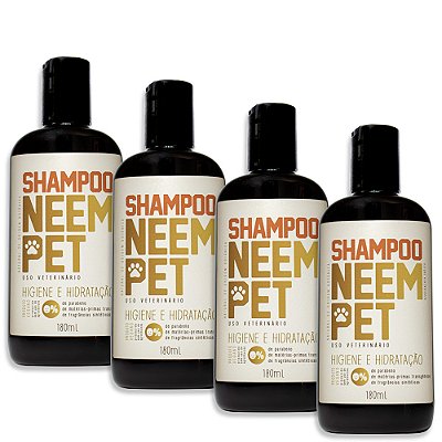 Shampoo Neem Pet 180ml para Cães e Gatos Openeem - 4 Unid.
