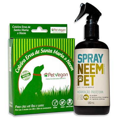 Kit Neem Pet Proteção Coleira e Spray Cães Até 8kg e Gatos