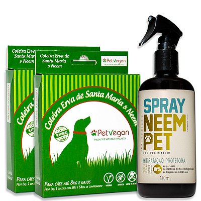 Kit Neem Pet Proteção 2 Coleira e Spray Cães Até 8kg e Gatos (FRETE GRÁTIS)