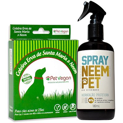 Spray Neem Pet + Coleira Erva de Santa Maria Cães acima 15kg