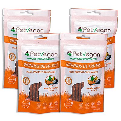 Bifinho PetVegan Frutas 60g |100% Vegano Sem Glúten - 4 Un