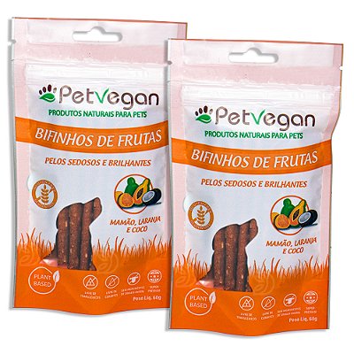 Bifinho PetVegan Frutas 60g |100% Vegano Sem Glúten - 2 Un